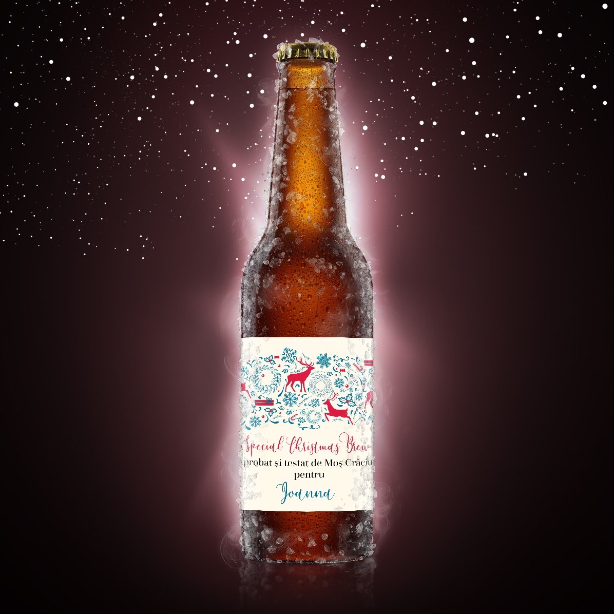 Personalised beer with text - Reindeer