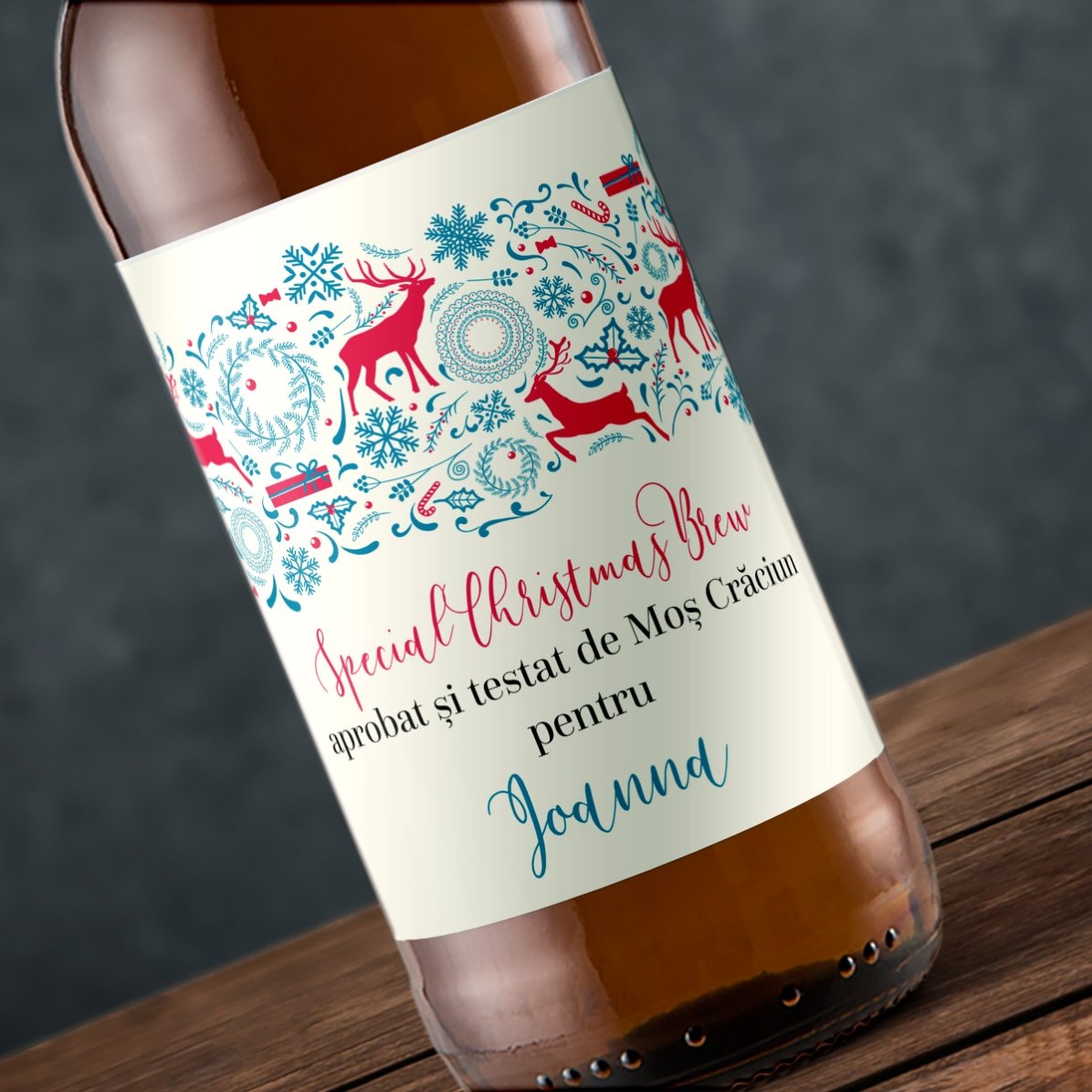 Personalised beer with text - Reindeer