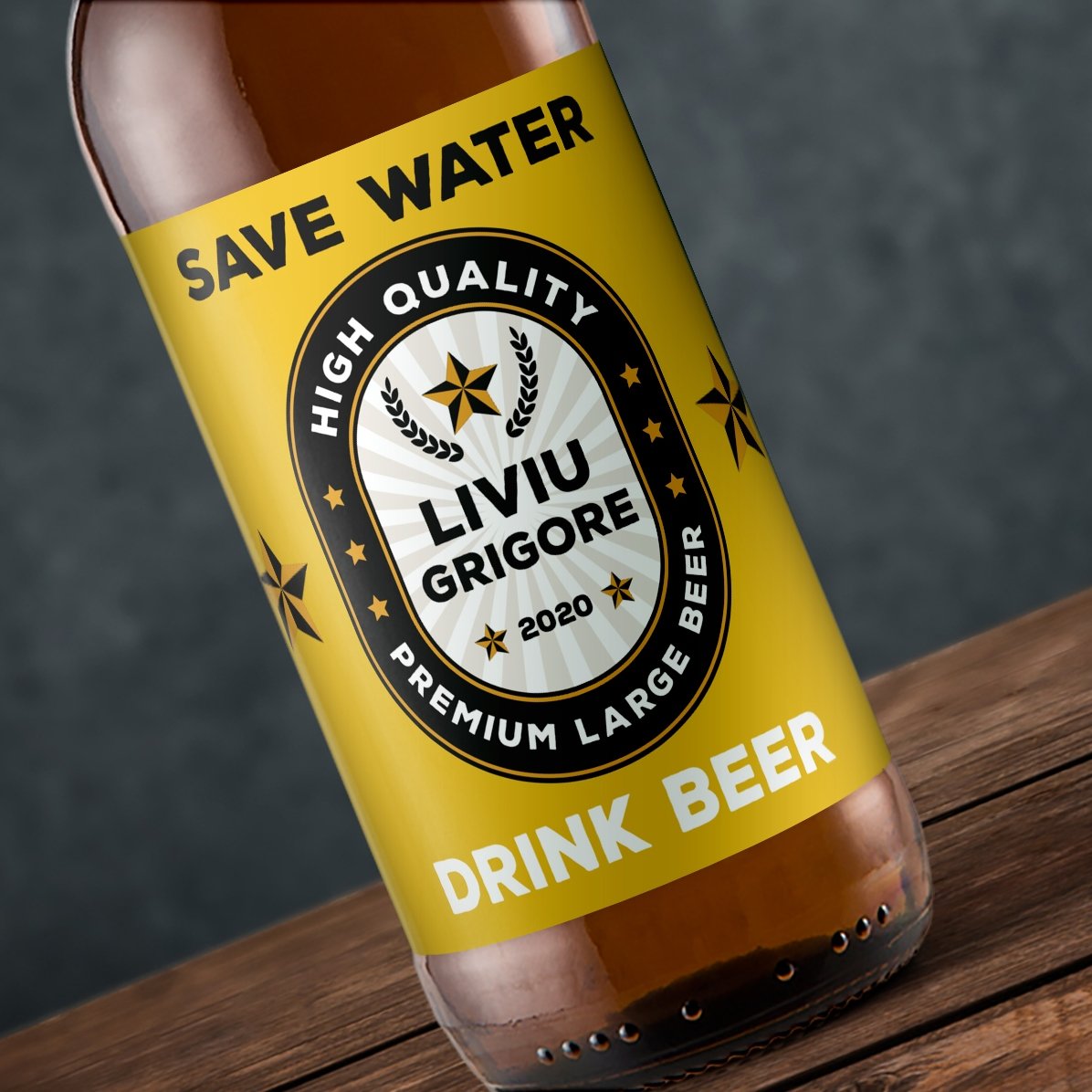 Προσωποποιημένη μπύρα με κείμενο - Save water drink beer