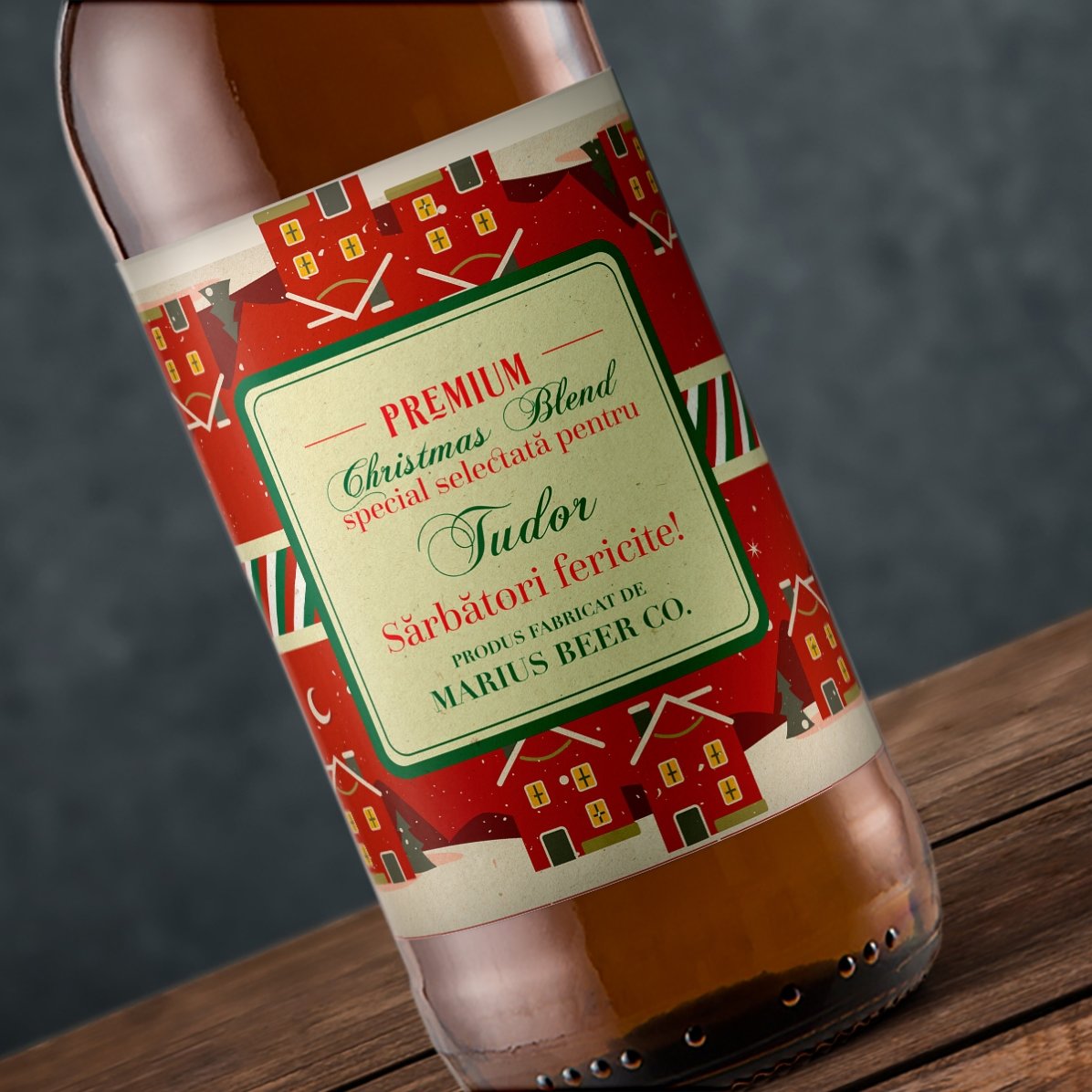 Προσωποποιημένη μπύρα με κείμενο - Vintage Christmas Blend