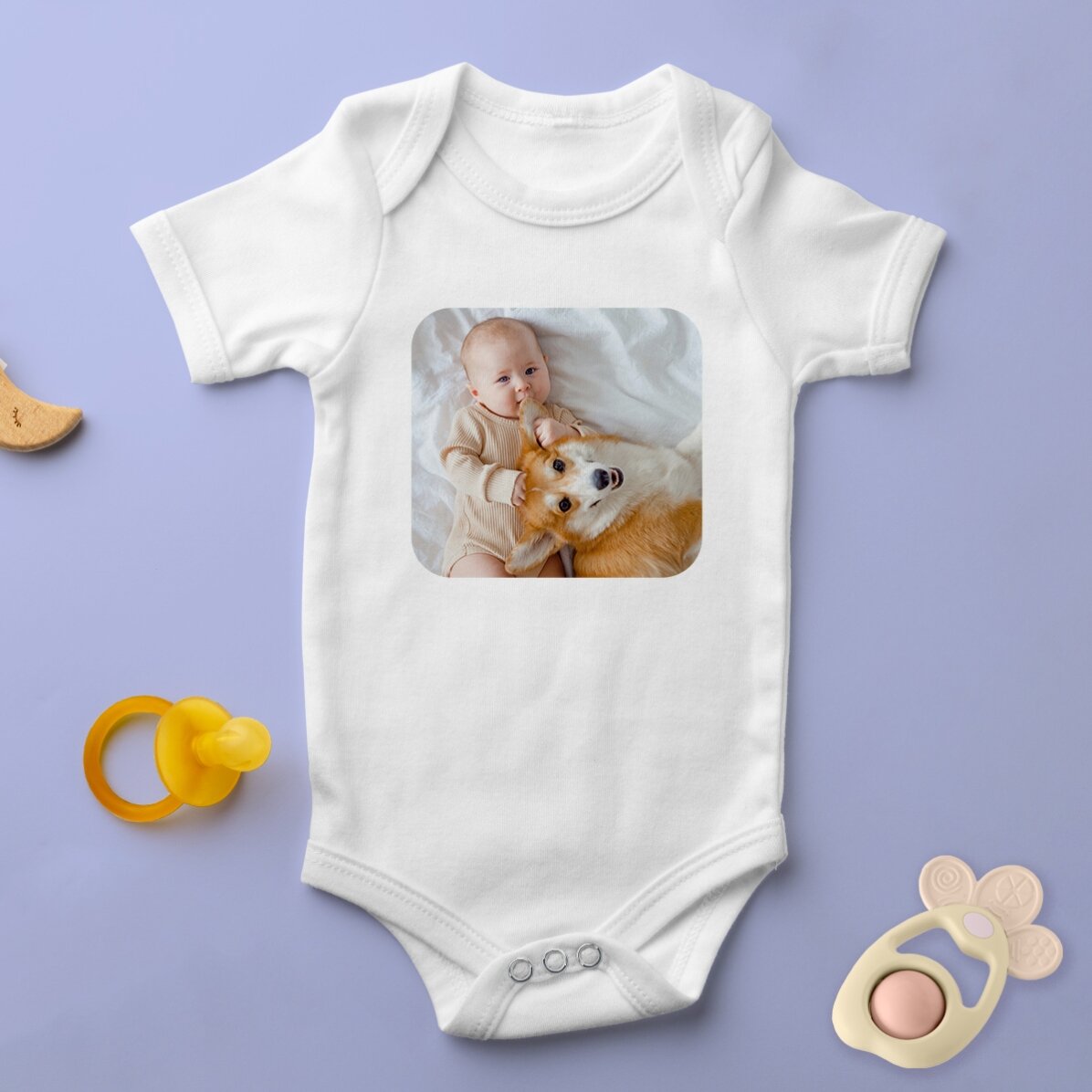 Personalised baby bodysuit with a photo