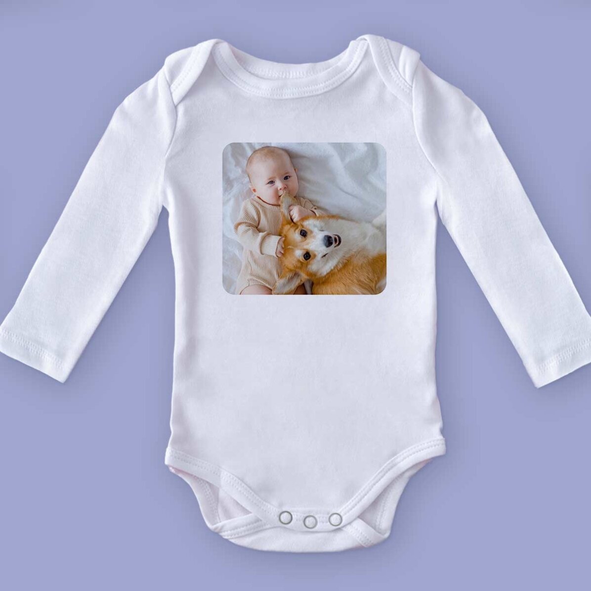 Personalised baby bodysuit with a photo