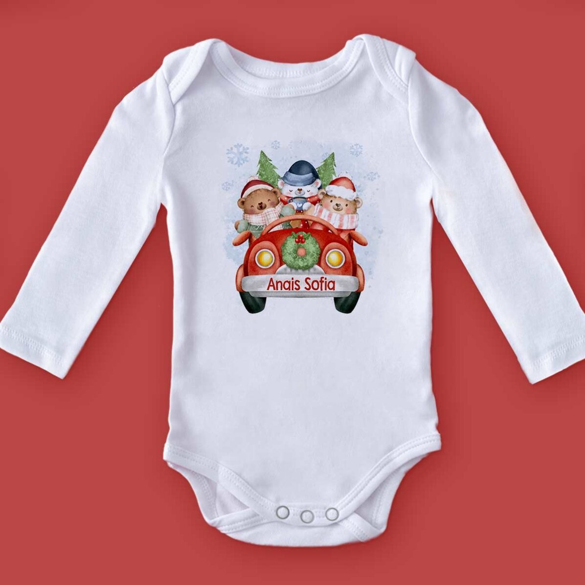 Personalised baby bodysuit with text - Christmas