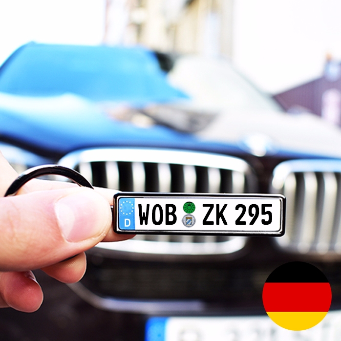 Personalised keyring with German car number plate