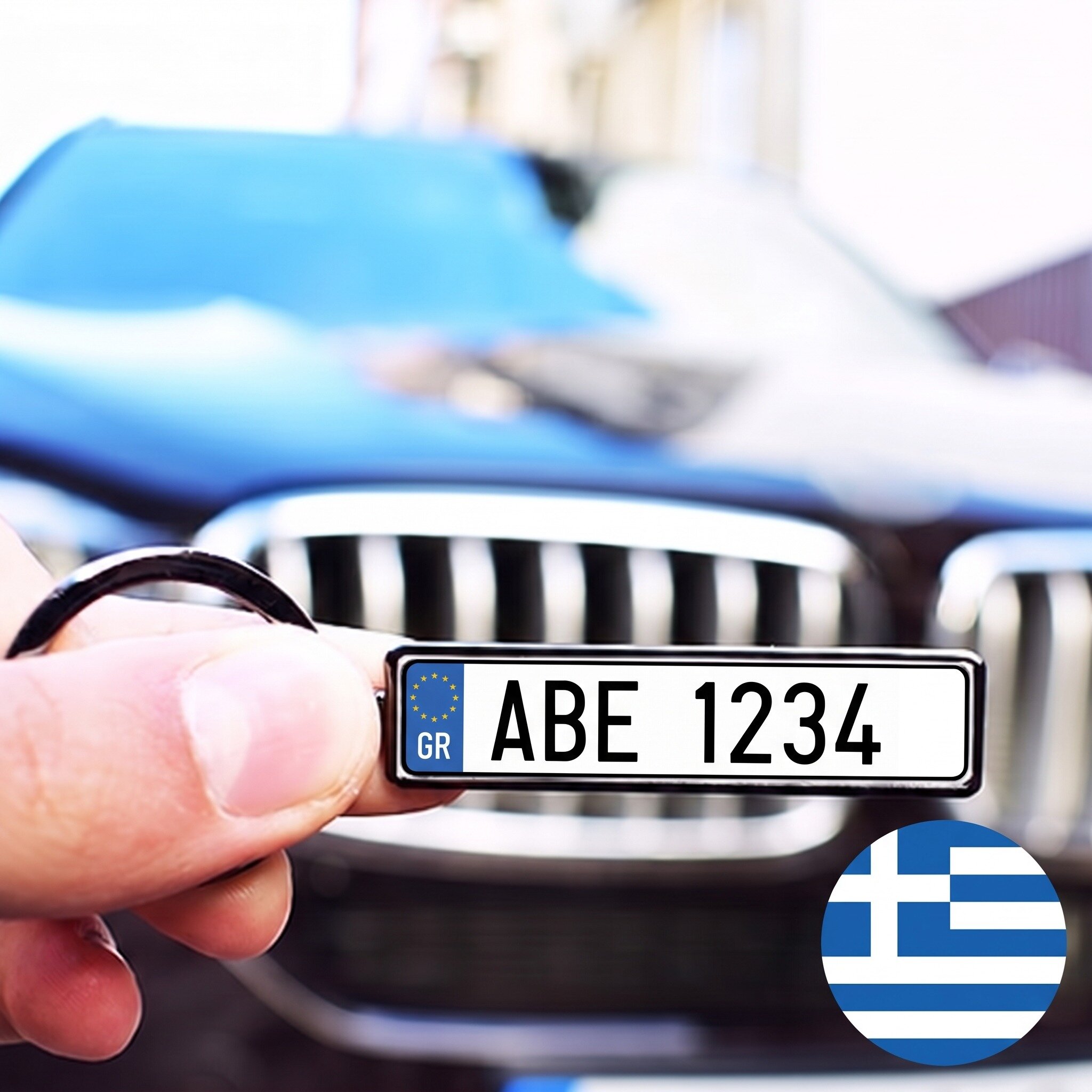 Προσωποποιημένο μπρελόκ με αριθμό αυτοκινήτου από την Ελλάδα