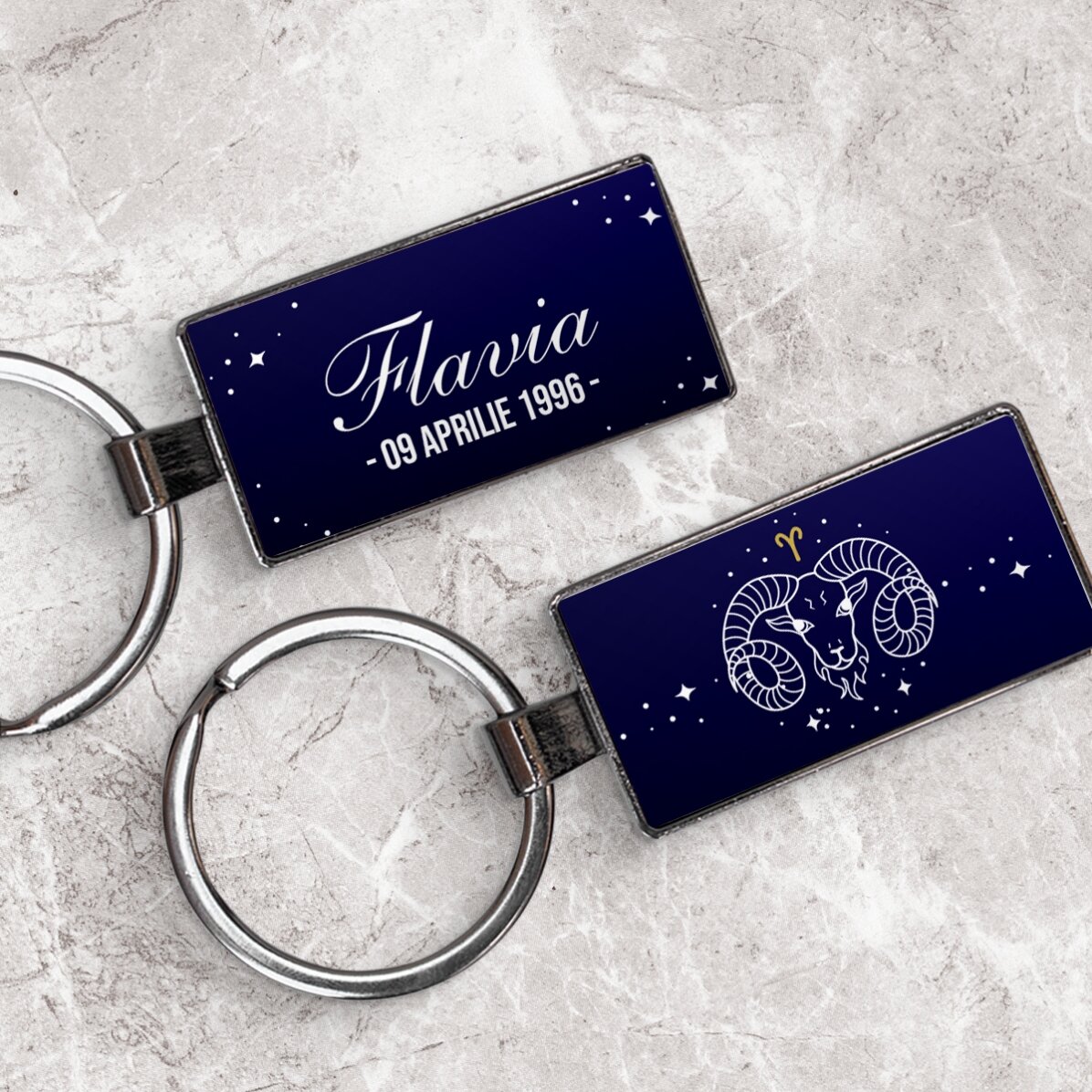 Personalised keyring with text and zodiac sign - Aries