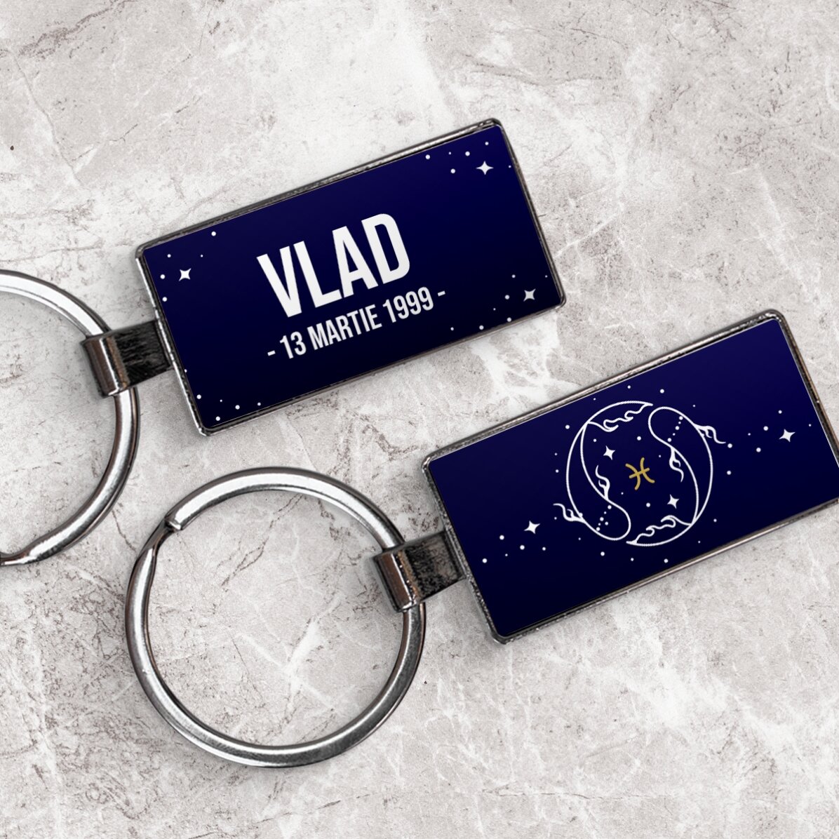 Personalised keyring with text and zodiac sign - Pisces
