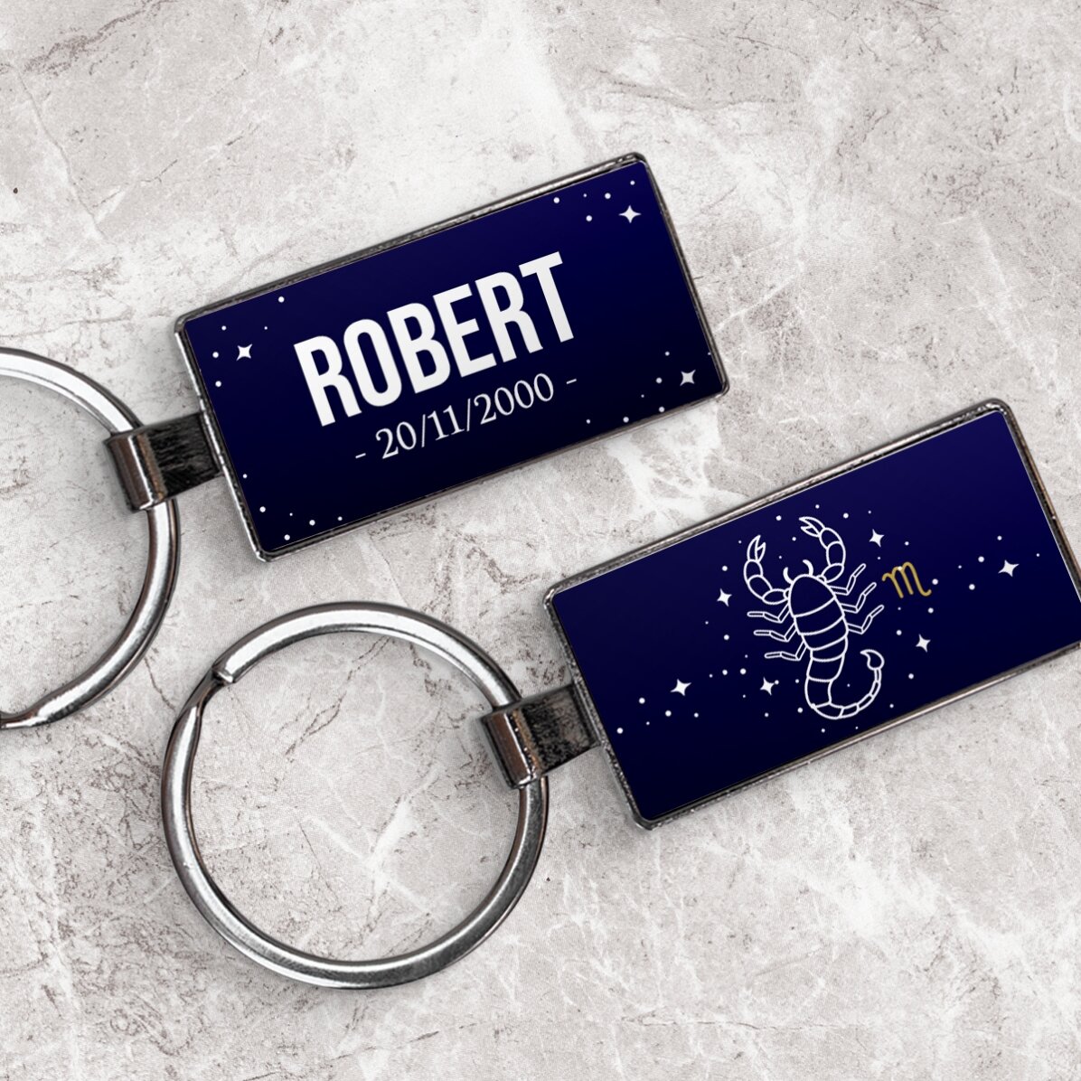 Personalised keyring with text and zodiac sign - Scorpio
