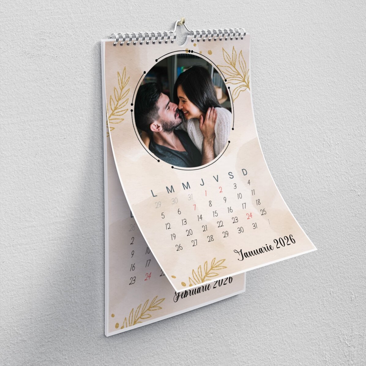 Personalised calendar with photos and message - Gold