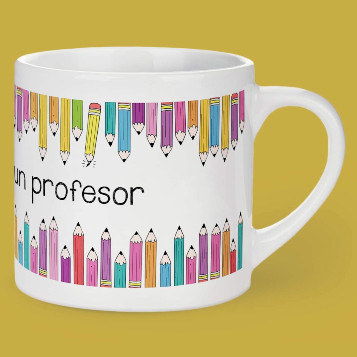 Personalised espresso cup with text - Coloured pencils