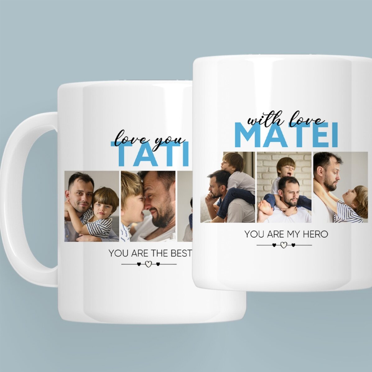 Personalised mug with 6 photos and text - With love