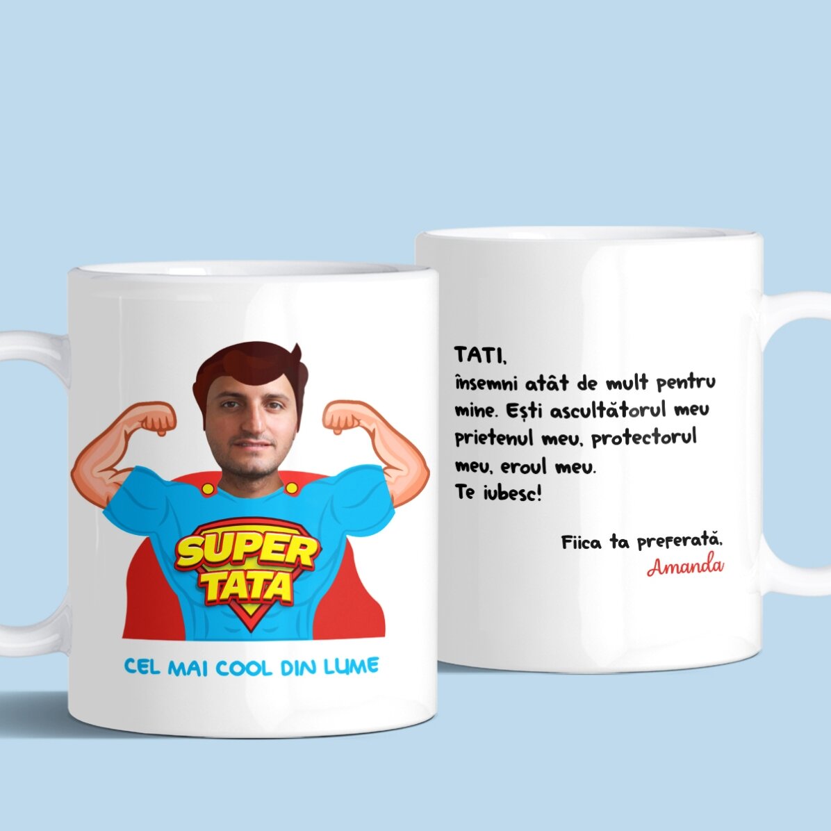 Personalised mug with a photo and message - Dad, my hero