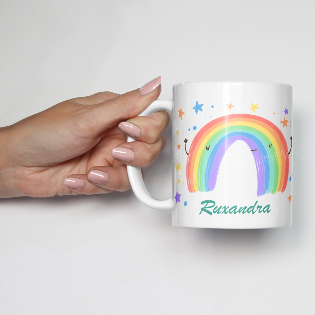Personalised mug with text - Rainbow
