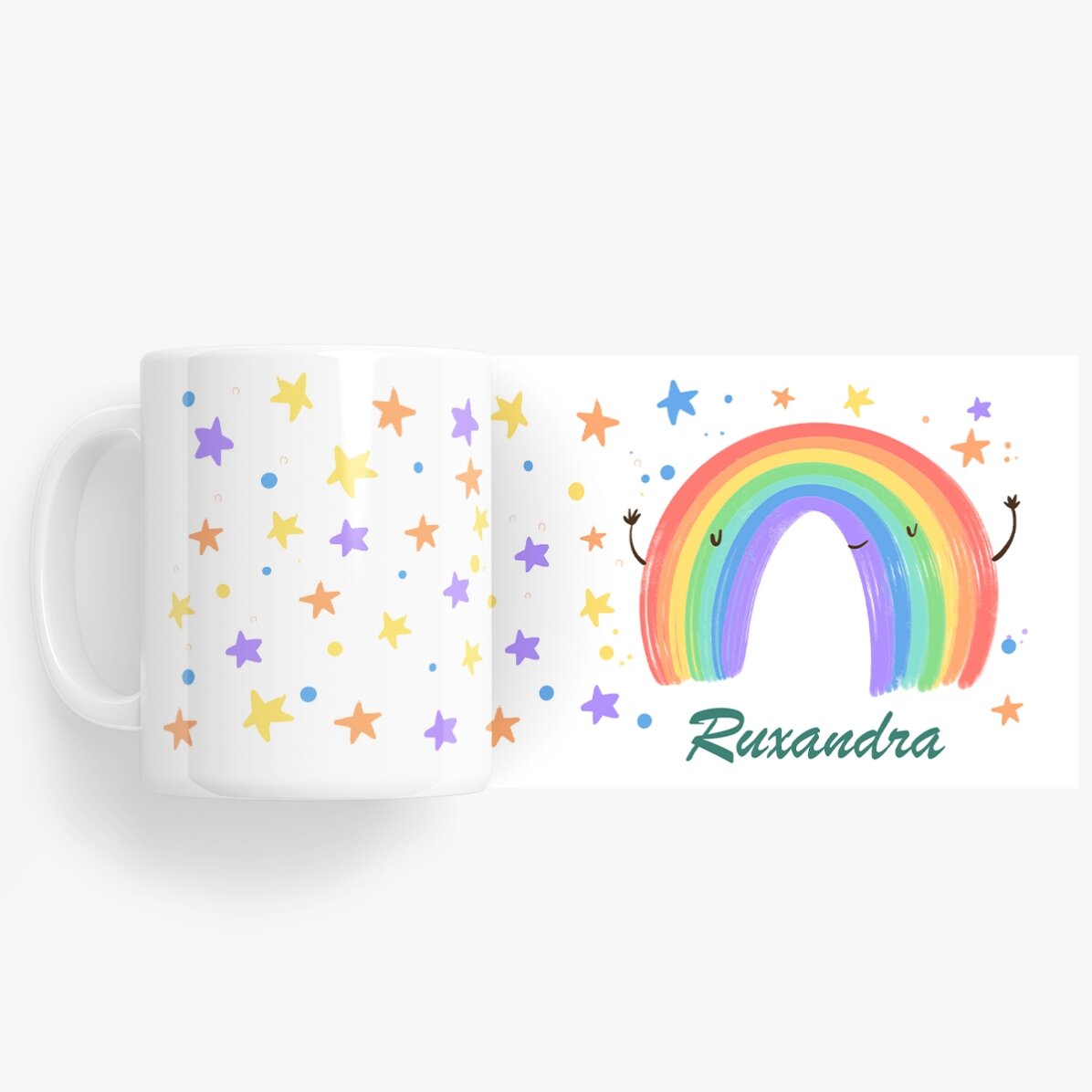Personalised mug with text - Rainbow