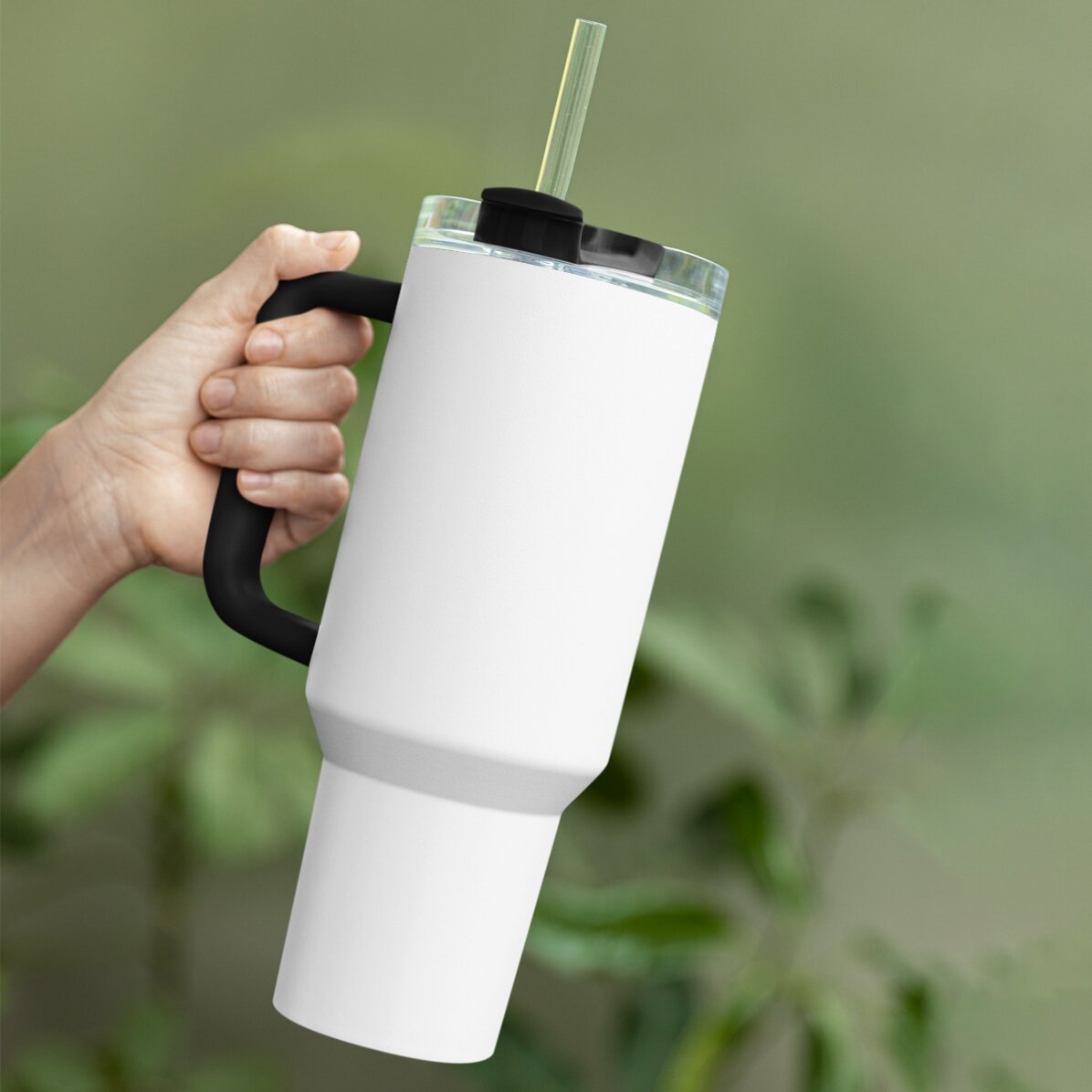 Thermos mug with handle and straw, personalised with message - little diva
