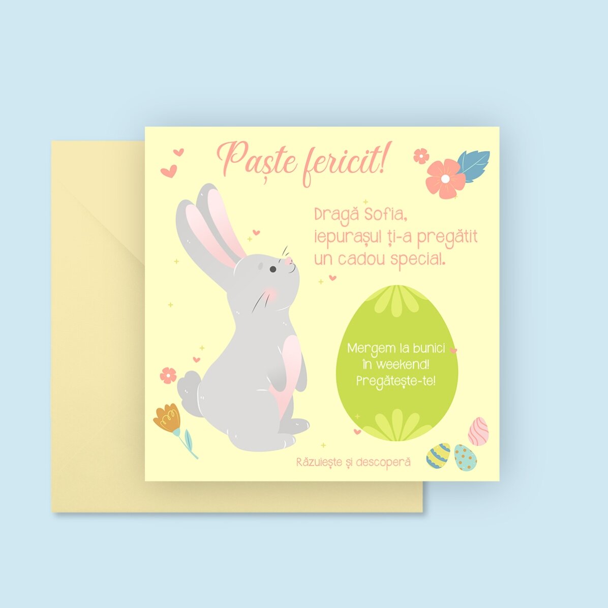 Personalised scratch card with message - From the Easter Bunny