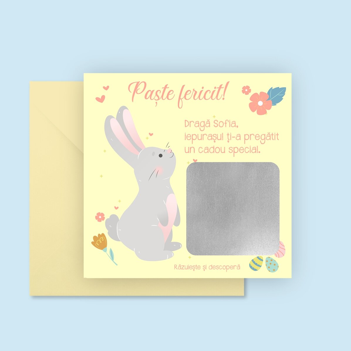 Personalised scratch card with message - From the Easter Bunny