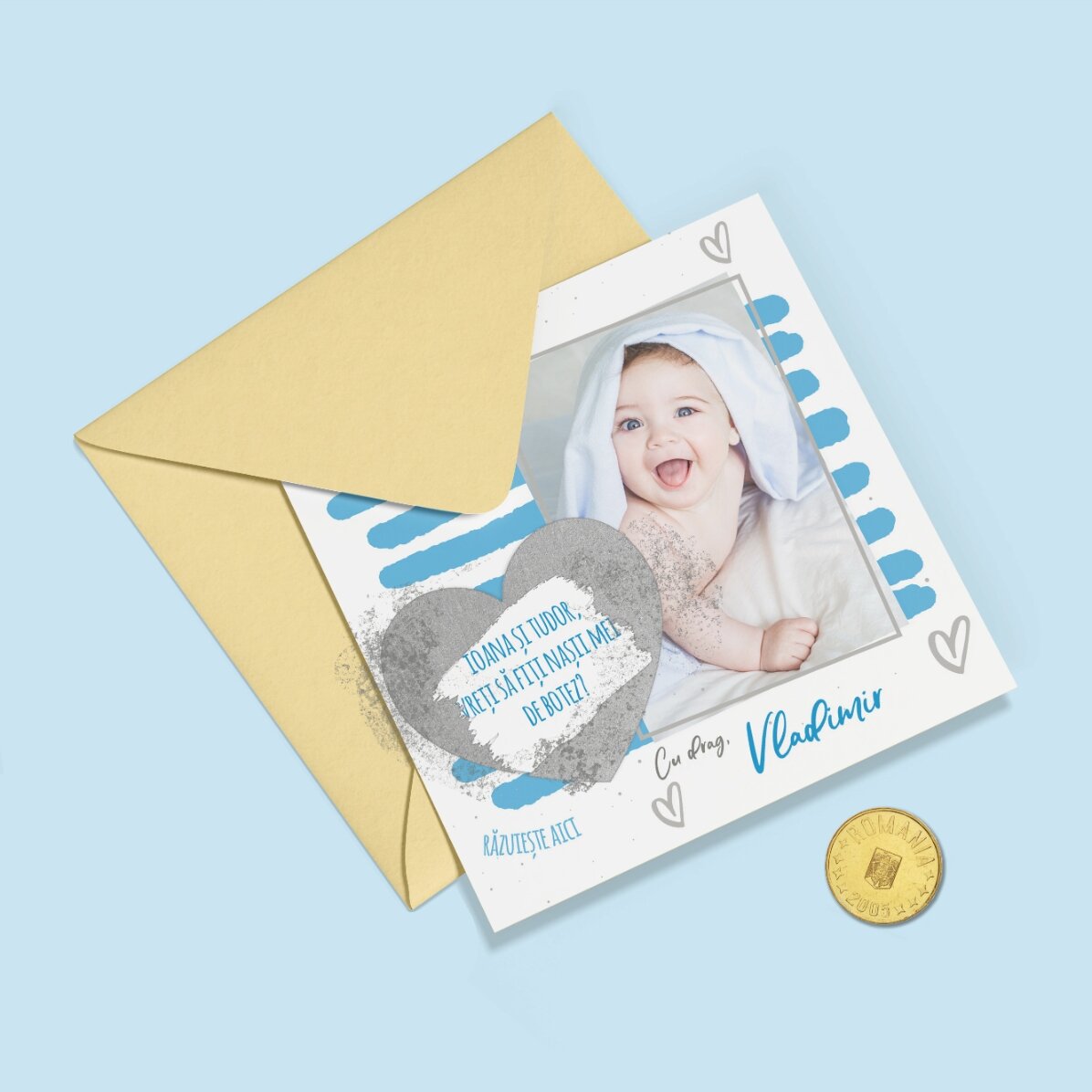 Personalised scratch card with message and photo - Love