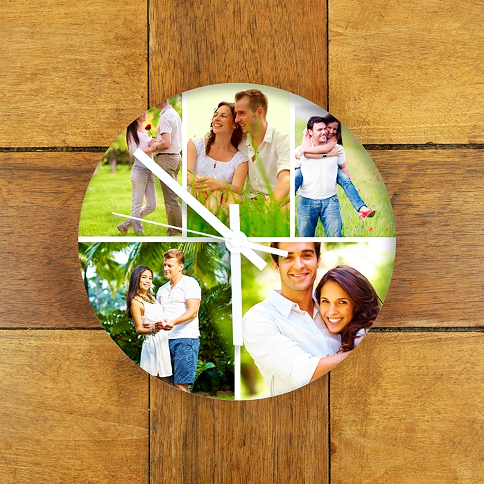 Personalised clock with 5 photos
