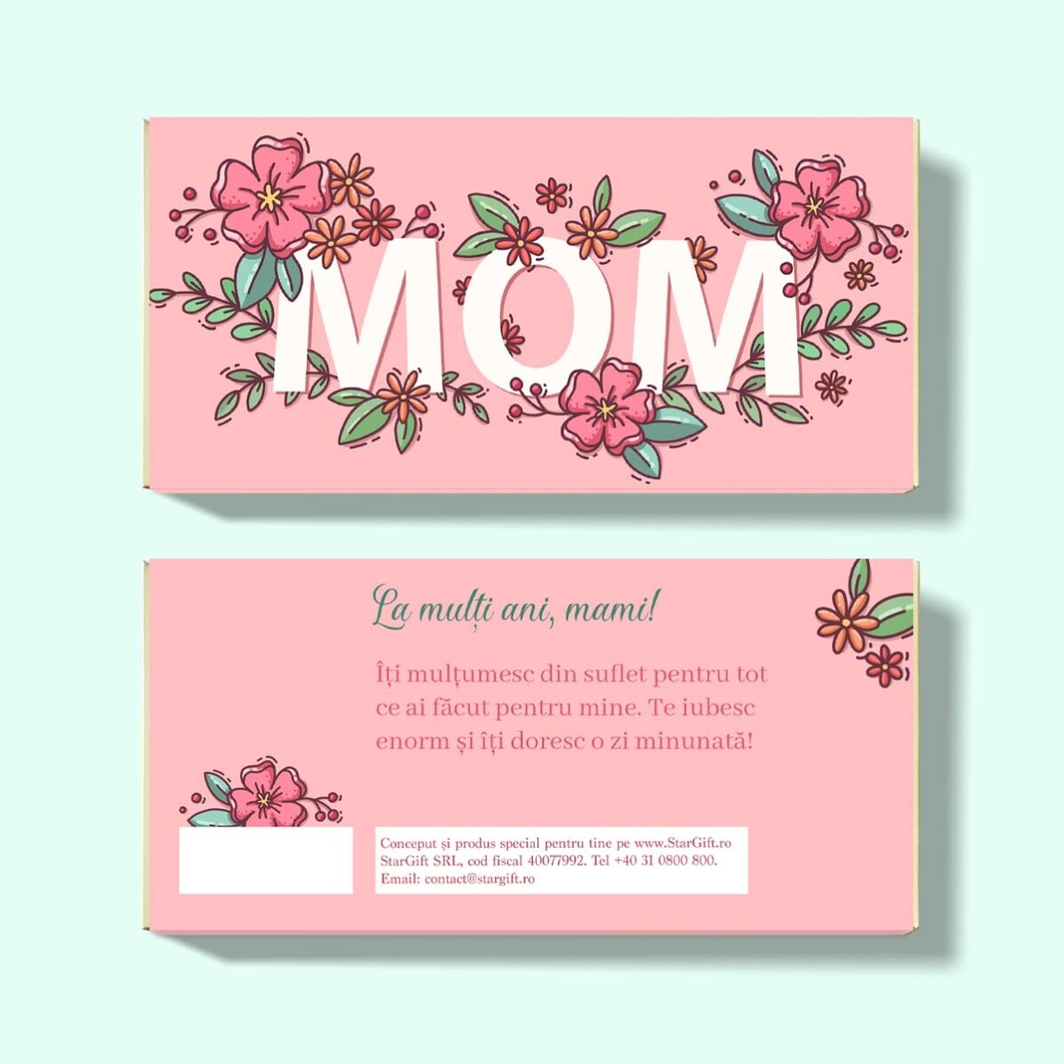 Personalised chocolate with message - Flowers