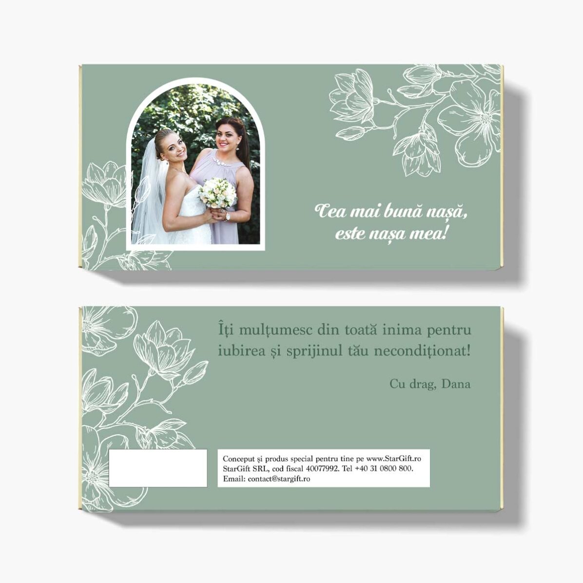 Personalised chocolate with a photo and message - Flowers