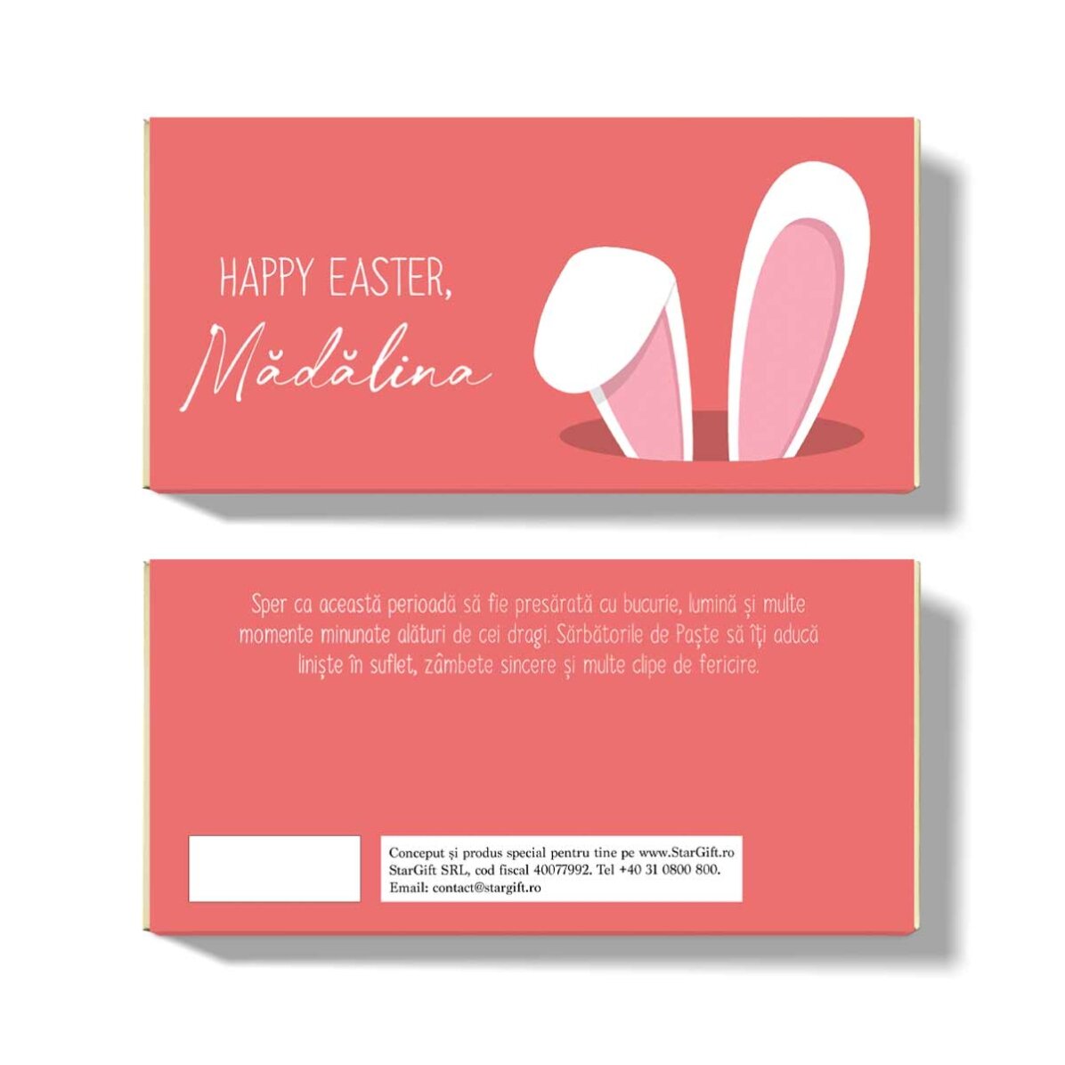 Personalised chocolate with text - Bunny