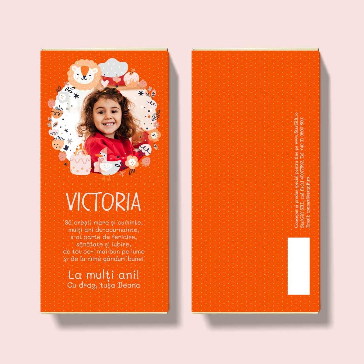 Personalised chocolate with text for children - Cute animals