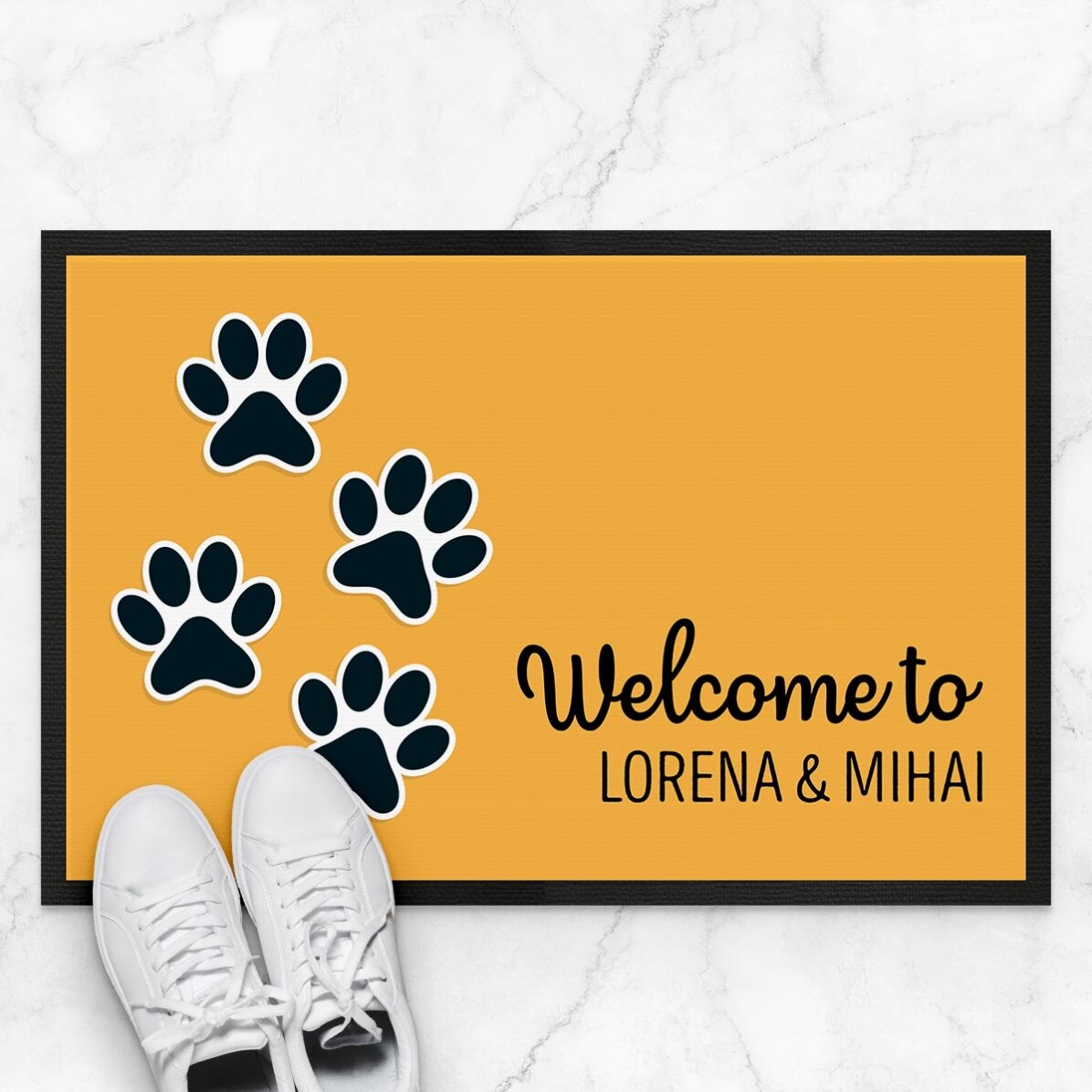 Personalised entrance mat with text - Paws