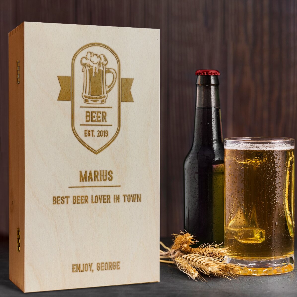 Personalised beer box for three bottles - Best Beer Drinker
