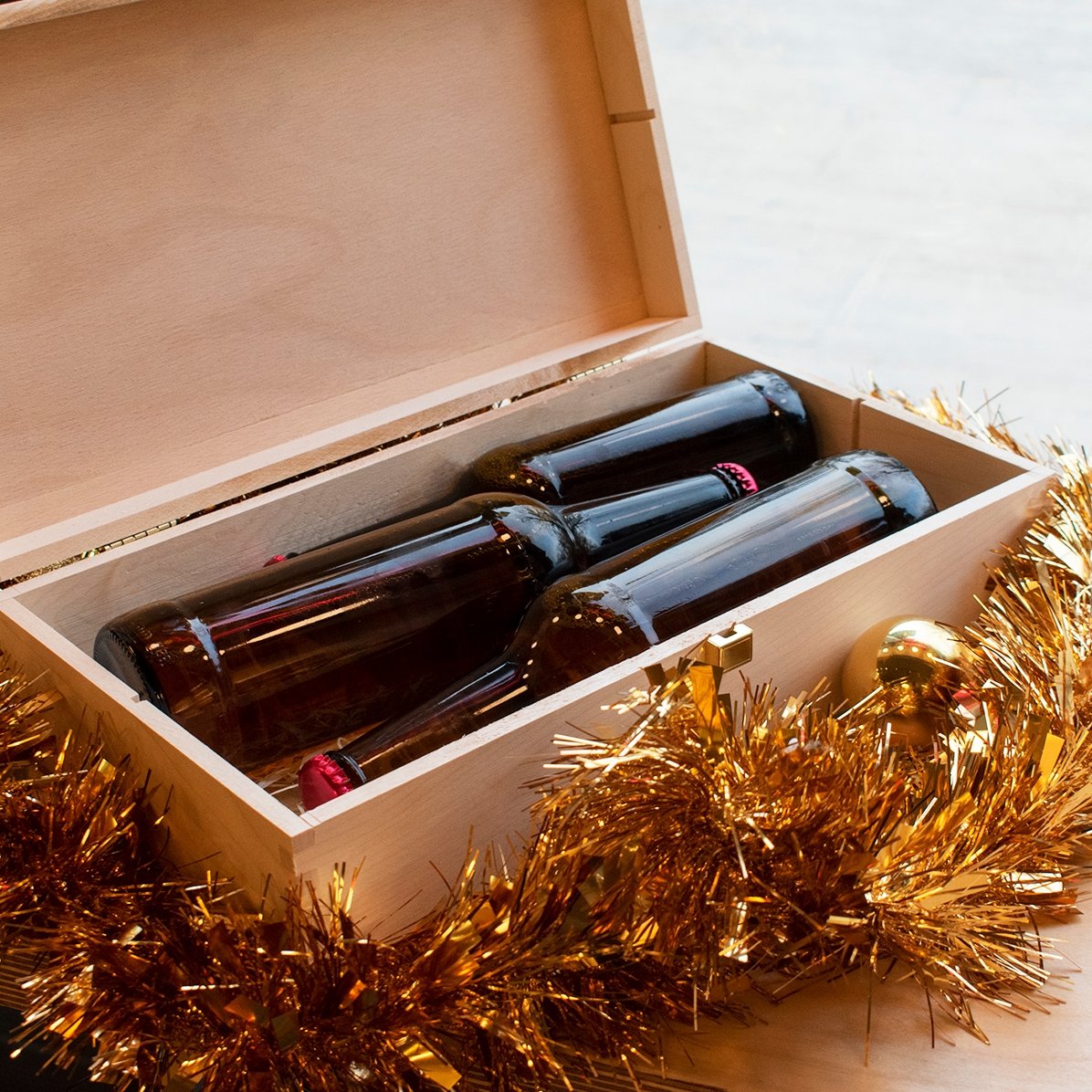 Personalised beer box for three bottles - Christmas model