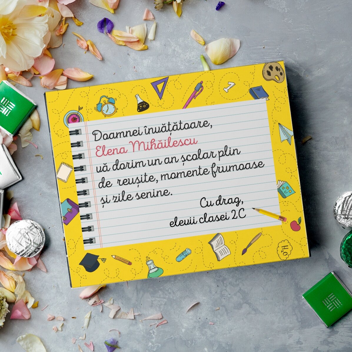 Personalised box of sweets with a message for the start of the year