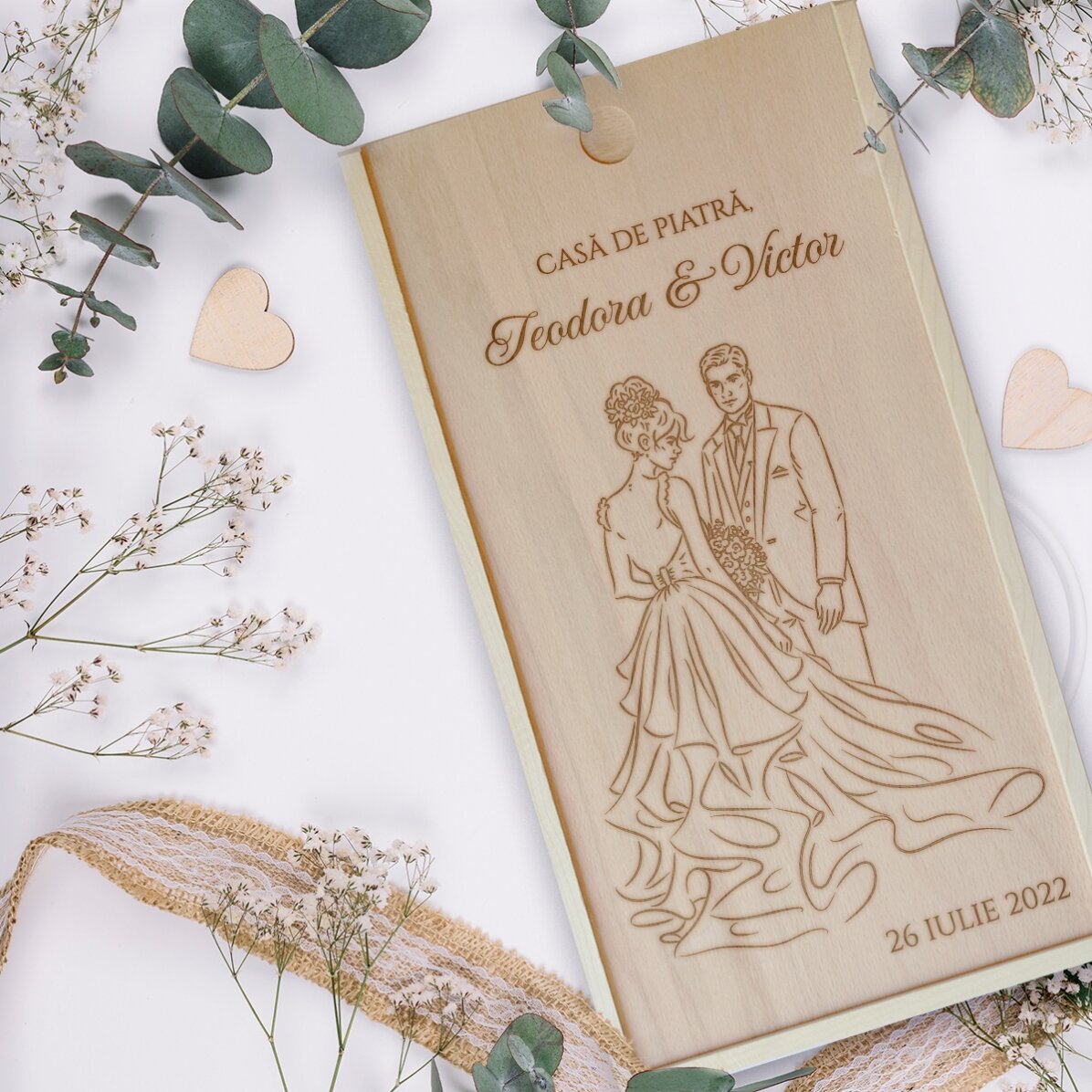 Personalised wooden gift box with message - Stone House