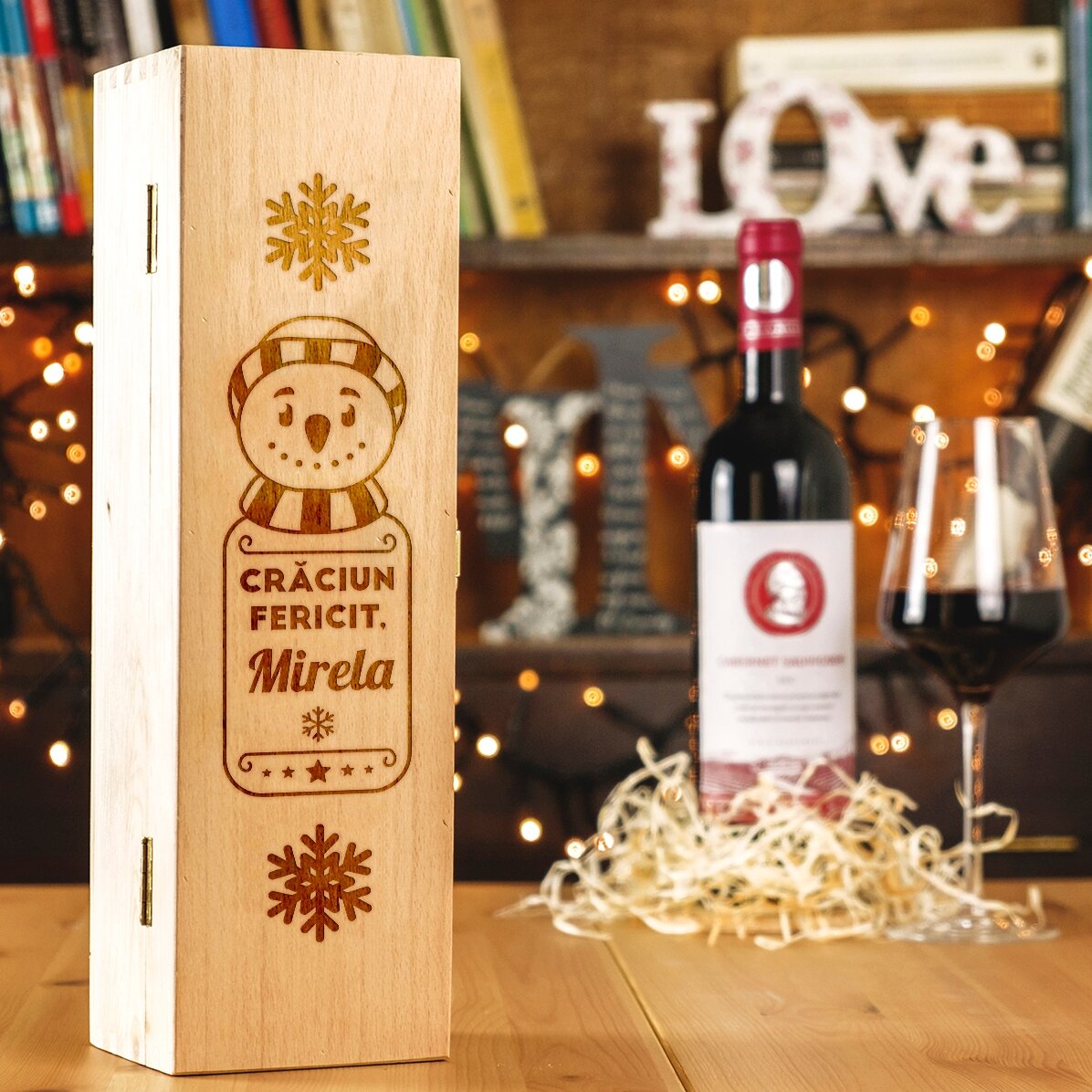 Personalised wine box - Snowman
