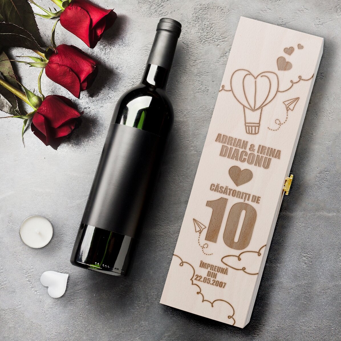 Personalised wine box for wedding anniversary