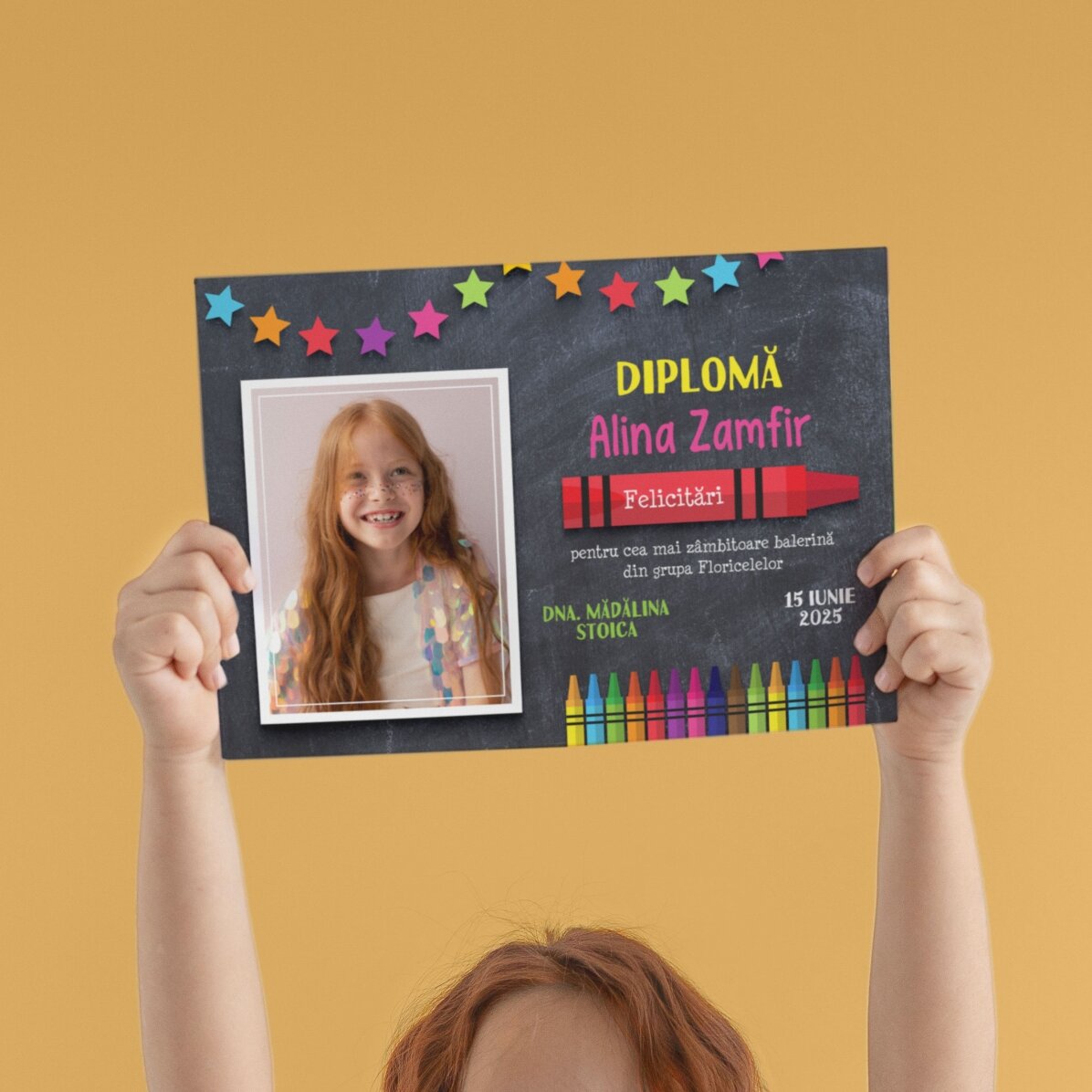 Personalised diploma with text and photo for children