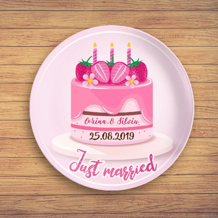 Προσωποποιημένο πιάτο με κείμενο - Just married