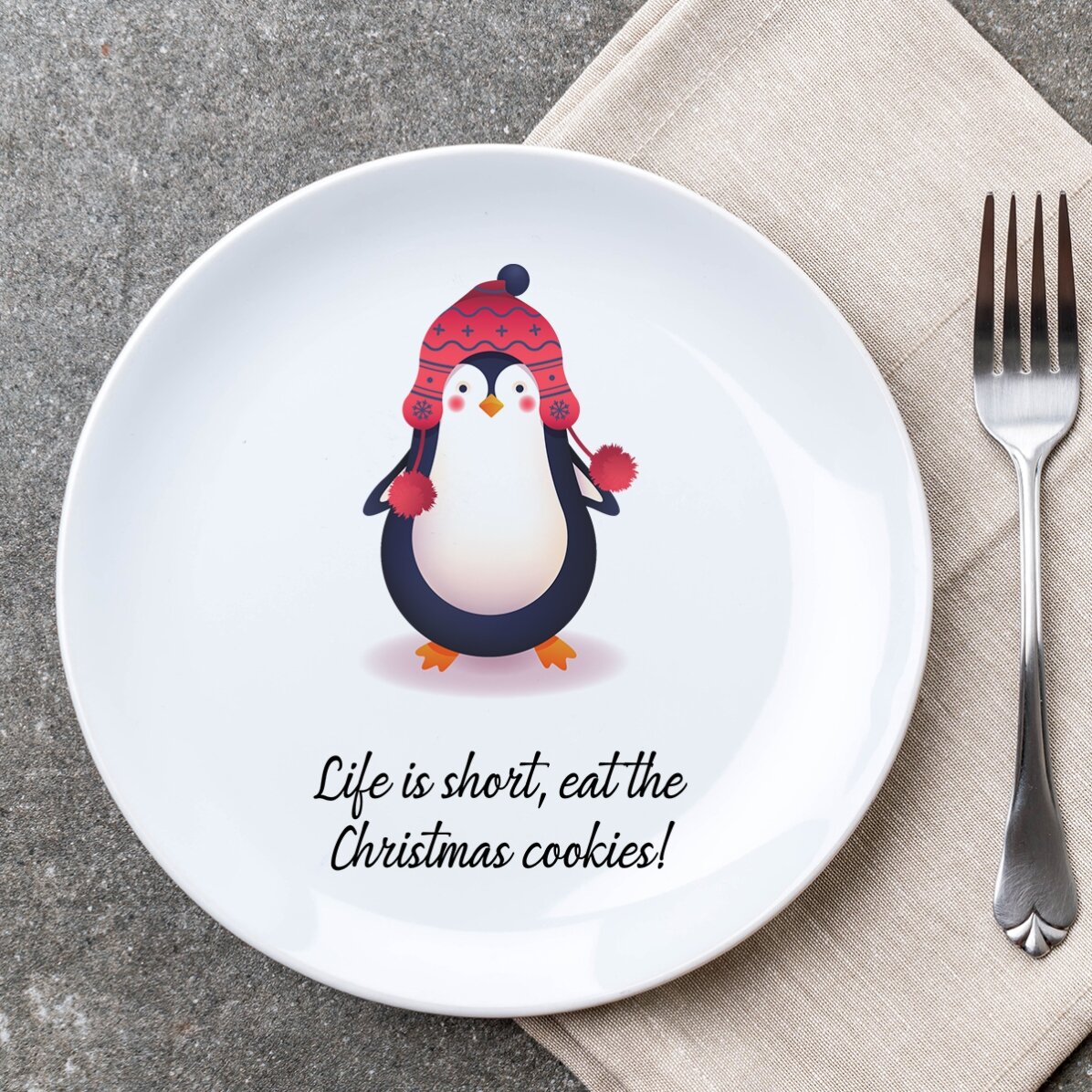 Προσωποποιημένο πιάτο με κείμενο - Penguin