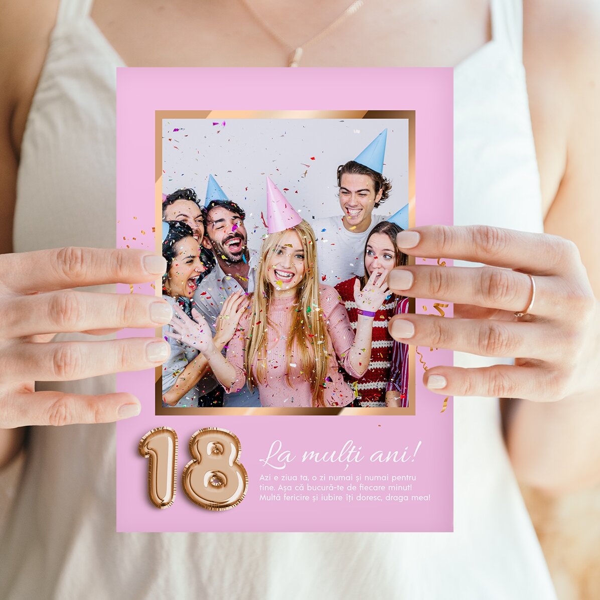 Personalised magnetic greeting card with a photo, number and message for a birthday