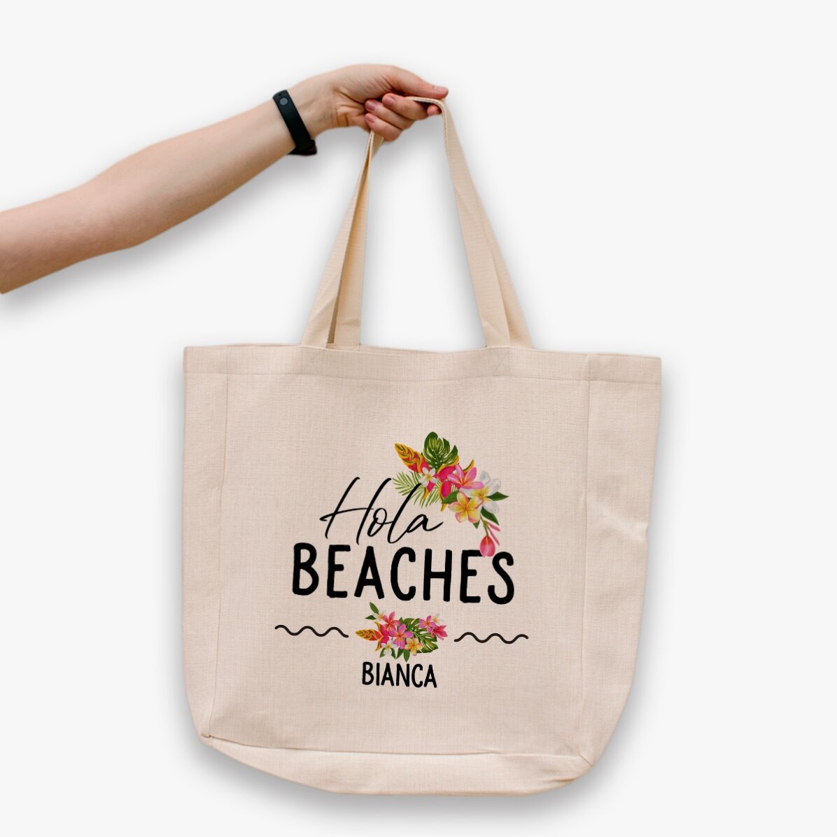 Personalised beach bag with text - Hola Beaches