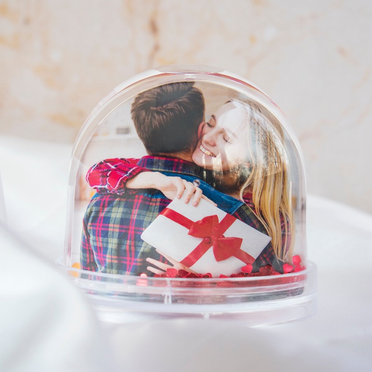 Personalised desk globe with photo and text - Celebration of love