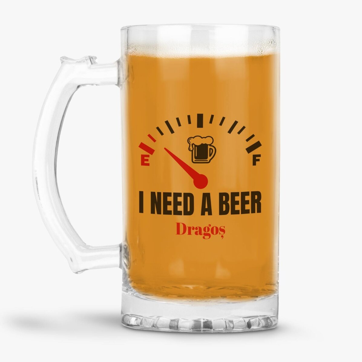 Προσωποποιημένη κούπα μπύρας με μήνυμα - I need a Beer
