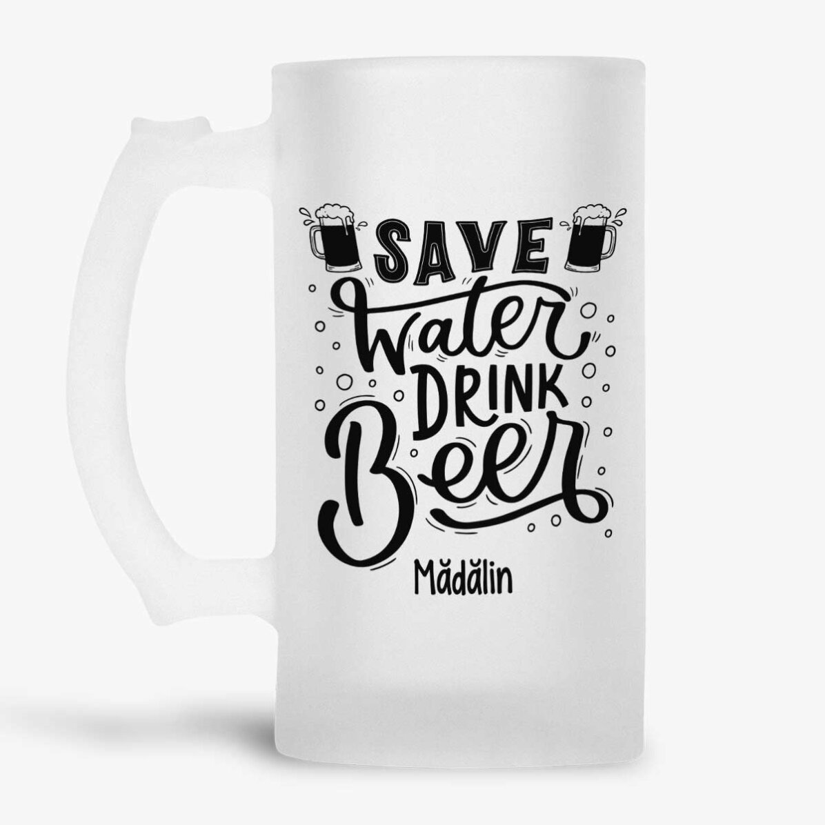 Προσωποποιημένη κούπα μπύρας με μήνυμα - Save Water, Drink Beer