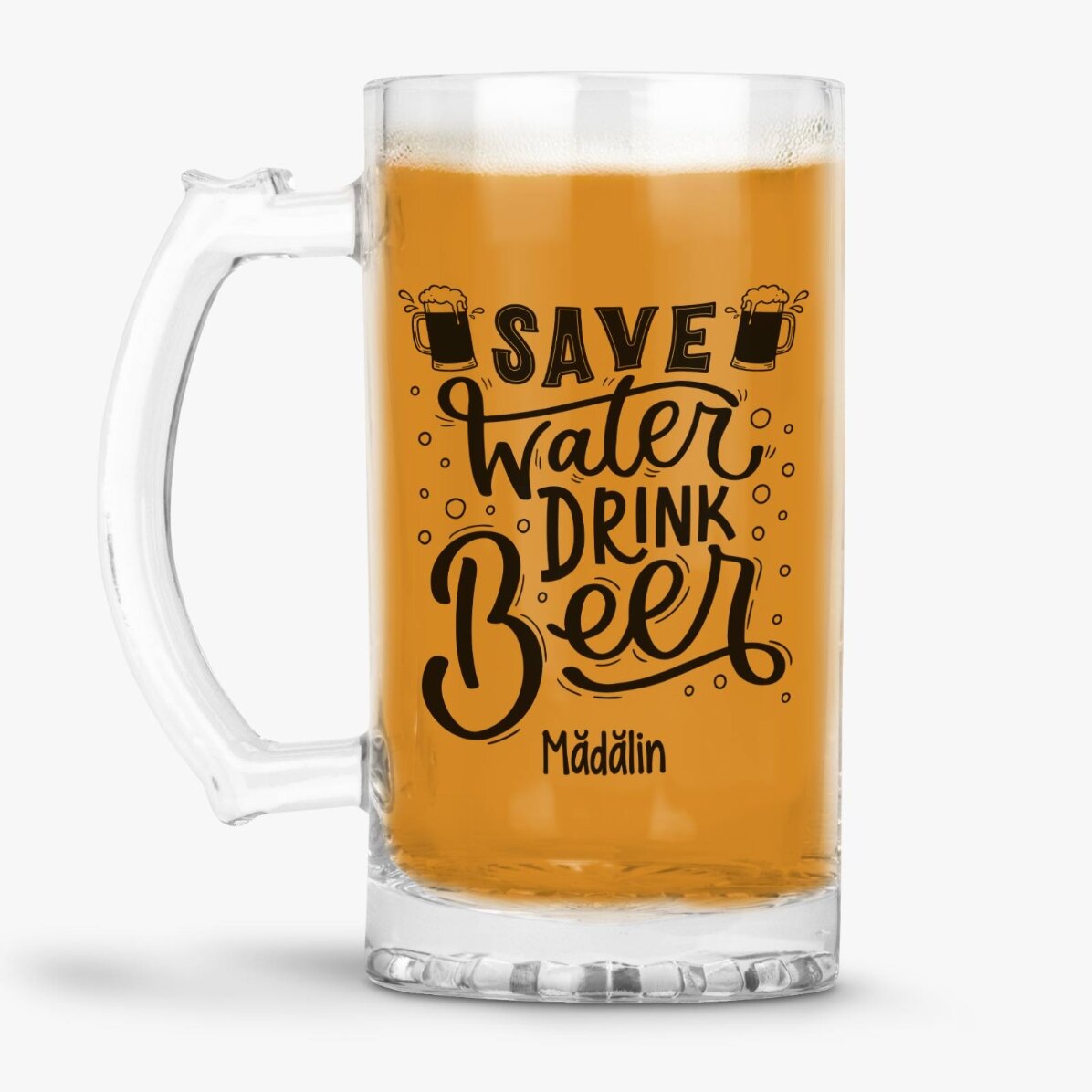Προσωποποιημένη κούπα μπύρας με μήνυμα - Save Water, Drink Beer