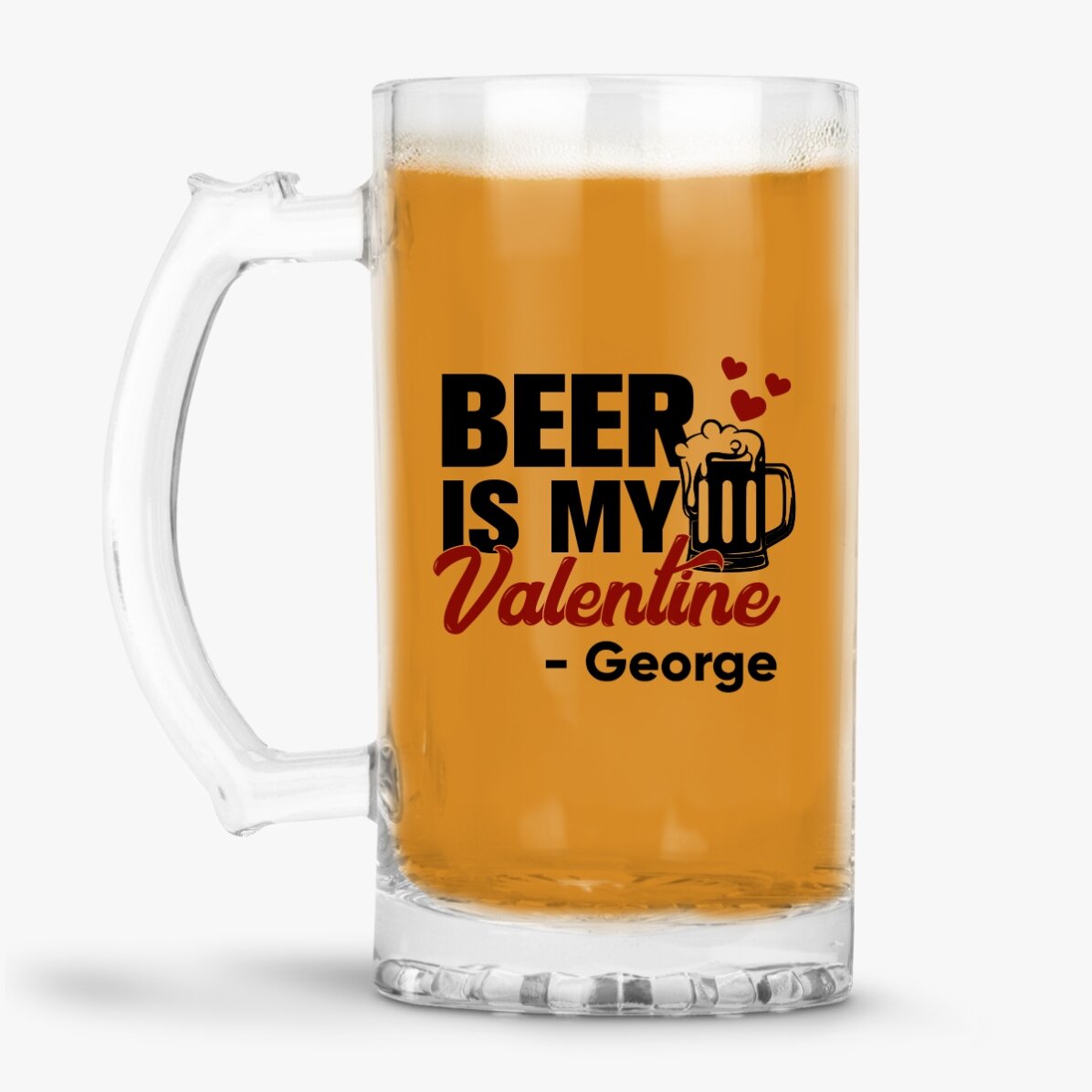 Προσωποποιημένη κούπα μπύρας με κείμενο - «Beer is my Valentine»