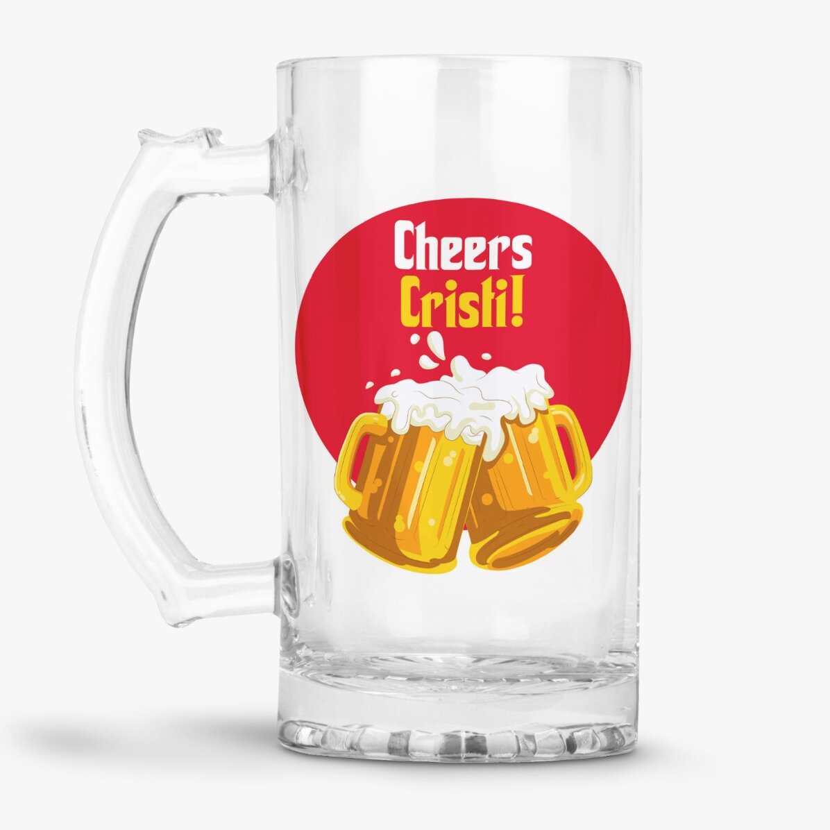 Personalised beer mug with text - Cheers!
