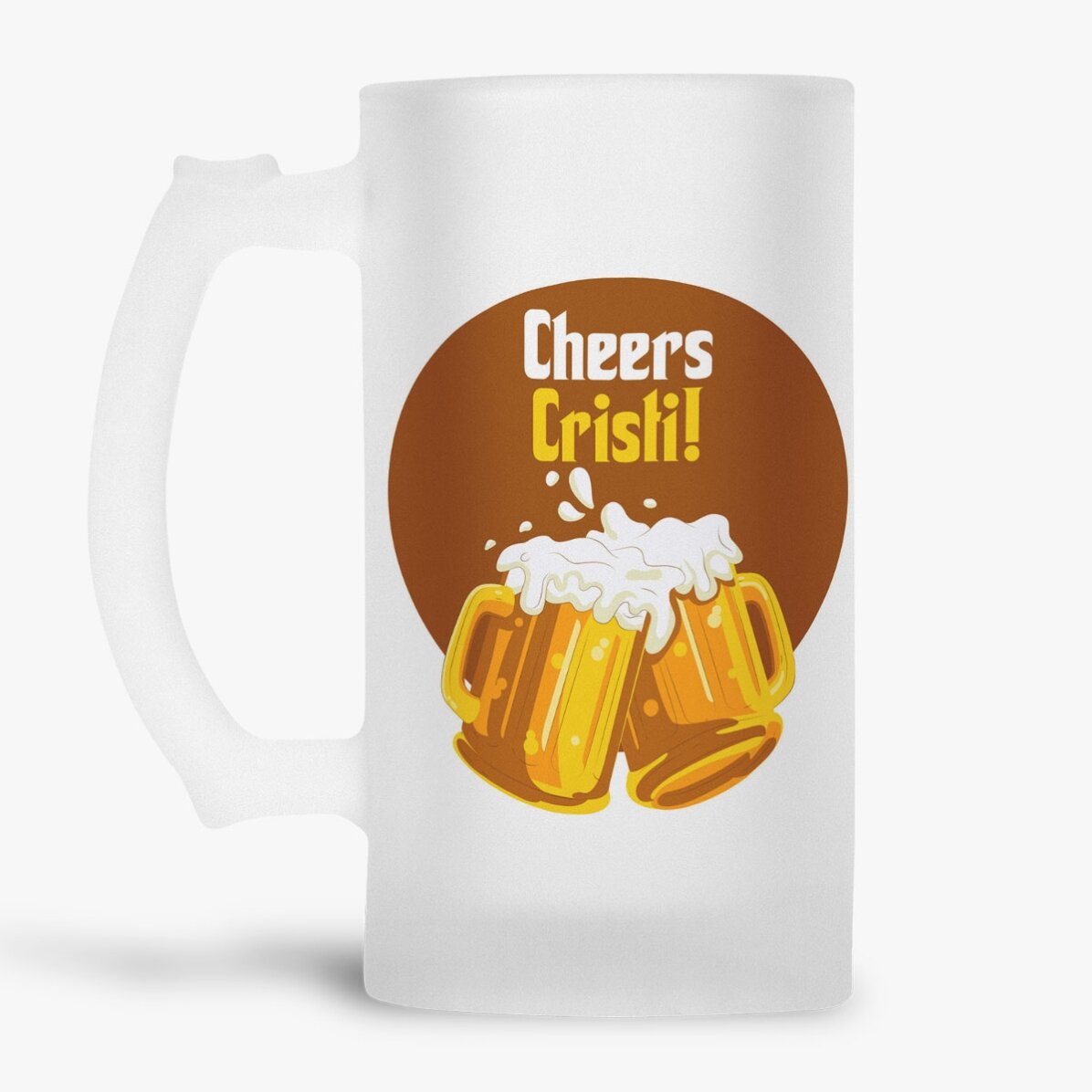 Personalised beer mug with text - Cheers!