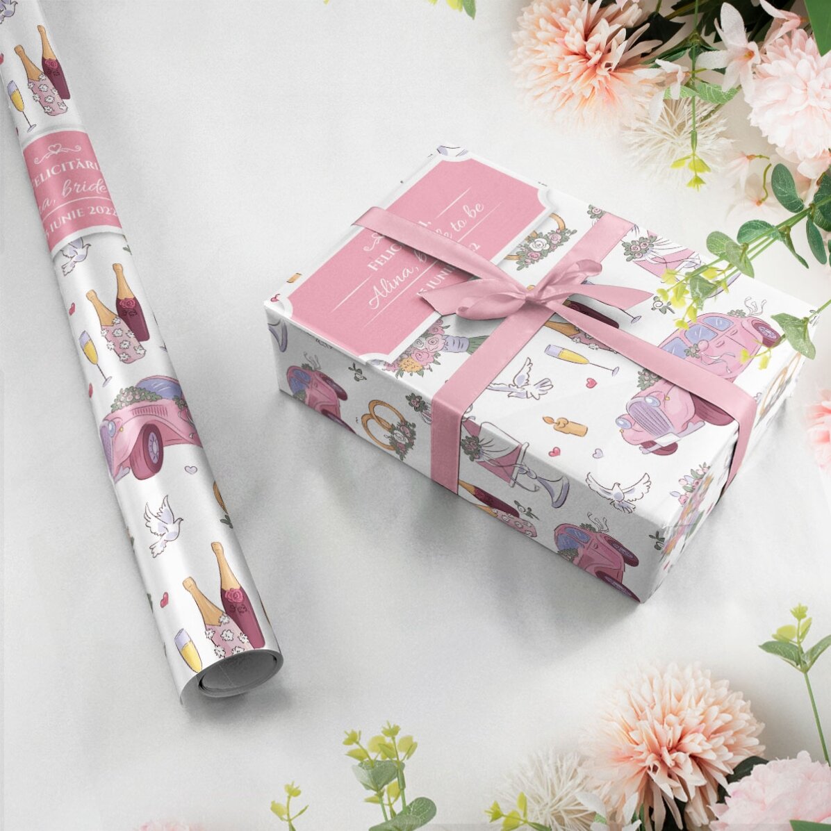 Personalised gift wrapping paper with text - Wedding