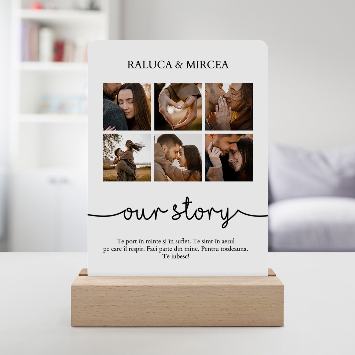 Personalised LED night light with 6 photos and message - Our story