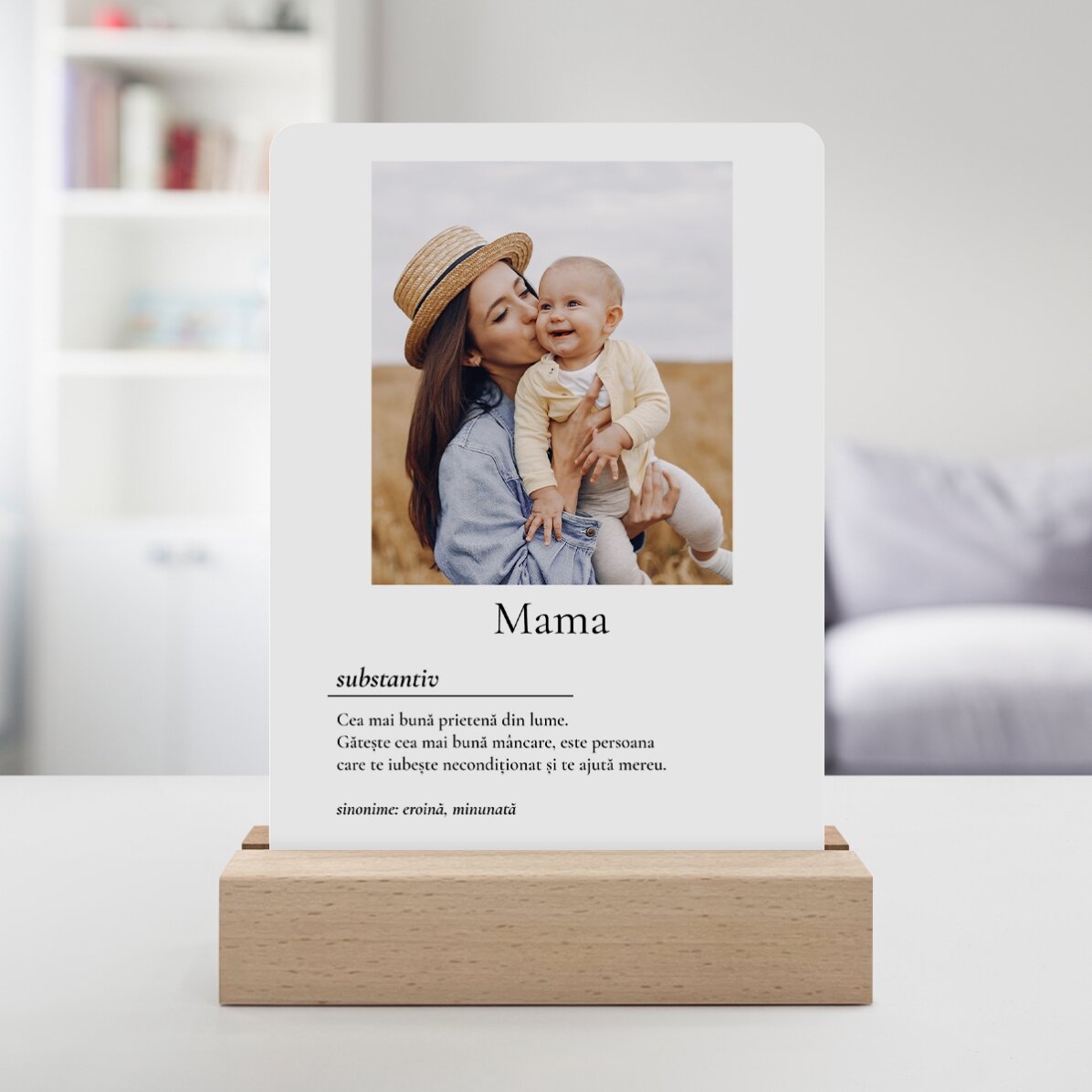 Personalised LED night light with a photo and message