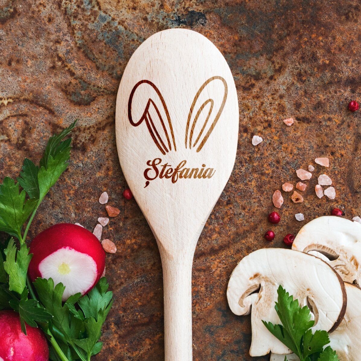 Personalised wooden spoon - Bunny Ears